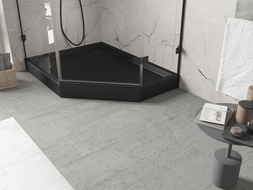 Mexen Flow+ fünfeckige linke Duschwanne 100 x 90 cm, schwarzmatt - 46P709010LH