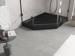 Mexen Flow+ Fünfeck-Duschtasse rechts 100 x 90 cm, schwarz matt - 46P709010RH