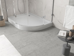 Mexen Flow+ asymmetrische, halbrunde linke Duschwanne 90 x 80 cm, weiß glanzend - 46Q108090LH