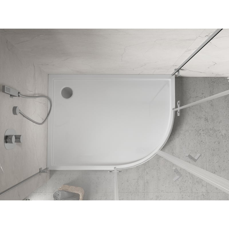 Mexen Flow+ Duschwanne halbkreisförmig asymmetrisch links 90 x 80 cm, weiß glänzend - 46Q108090LH