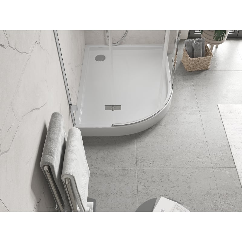 Mexen Flow+ Duschwanne halbkreisförmig asymmetrisch rechts 100 x 80 cm, weiß glänzend - 46Q108010RH