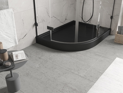 Mexen Flow+ Duschwanne Halbkreis asymmetrisch rechts 100 x 80 cm, schwarz matt - 46Q708010RH