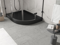 Mexen Flow+ Duschwanne halbrund asymmetrisch links 100 x 90 cm, schwarz matt - 46Q709010LH