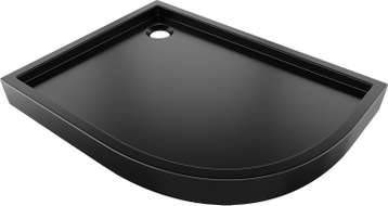 Mexen Flow+ asymmetrische, halbrunde, linke Duschwanne 100 x 90 cm, schwarz matt - 46Q709010LH
