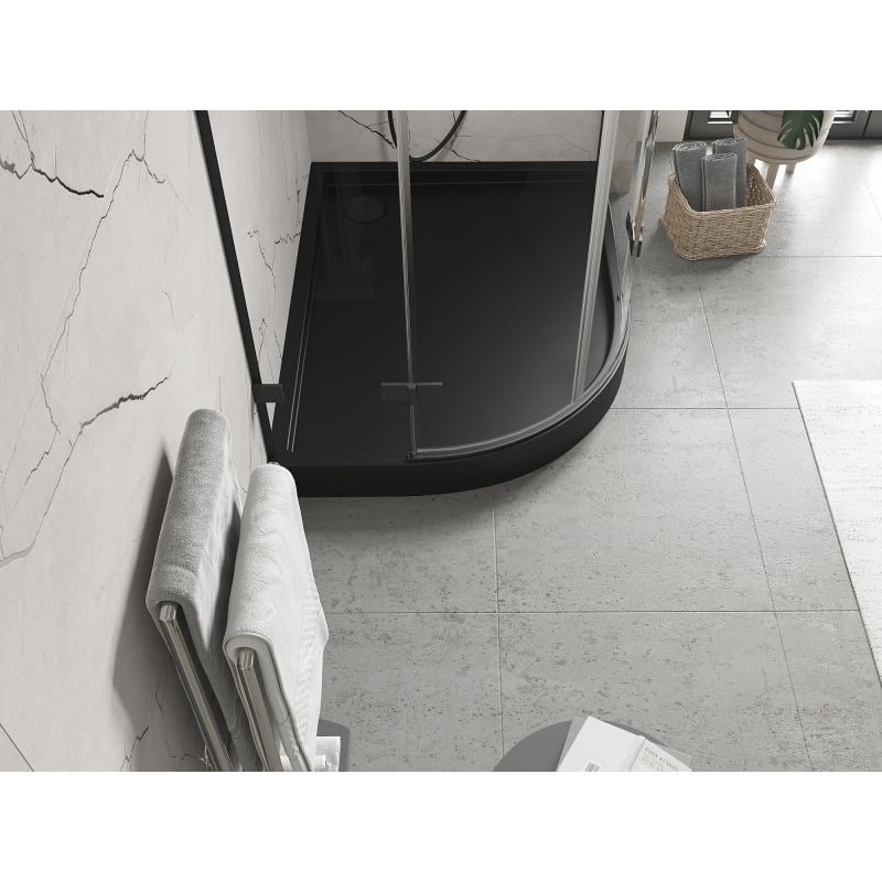 Mexen Flow+ asymmetrische rechteckige Duschwanne 100 x 90 cm, schwarzmatt - 46Q709010RH