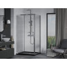 Mexen Apia 140 x 70 cm Duschkabine, Schiebetür, transparent, Chrom + Flat Duschwanne, schwarz - 840-140-070-01-00-4070