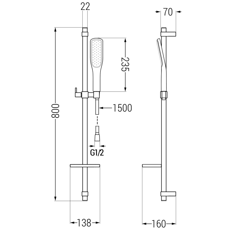 Mexen DQ49 verstellbares Duschset, schwarz - 785494581-75
