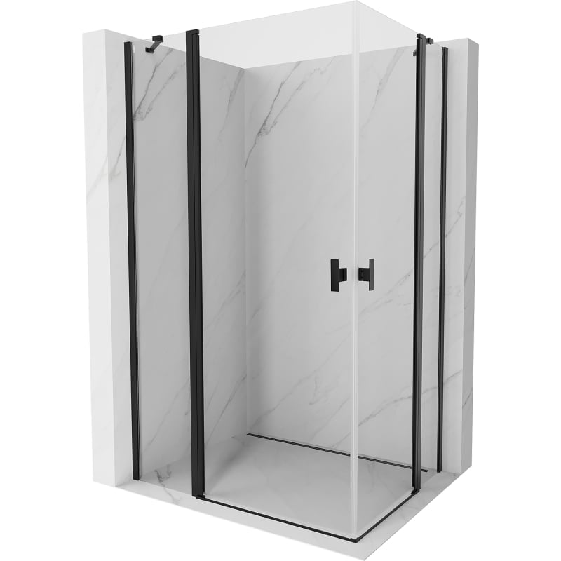 Mexen Mist Duo Pendeltür-Duschkabine 100 x 90 cm, transparent, schwarz - 8A4-100-090-70-00