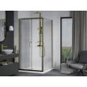 Mexen Apia Schiebeduschkabine 90 x 90 cm, transparent, gold + Flat Duschwanne, weiß - 840-090-090-50-00-4010G