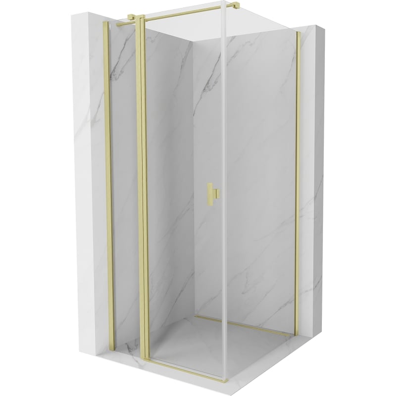 Mexen Mist T Duschkabine, schwenkbar, 120 x 120 cm, transparent, gebürstetes Gold - 8A4T-120-120-55-00