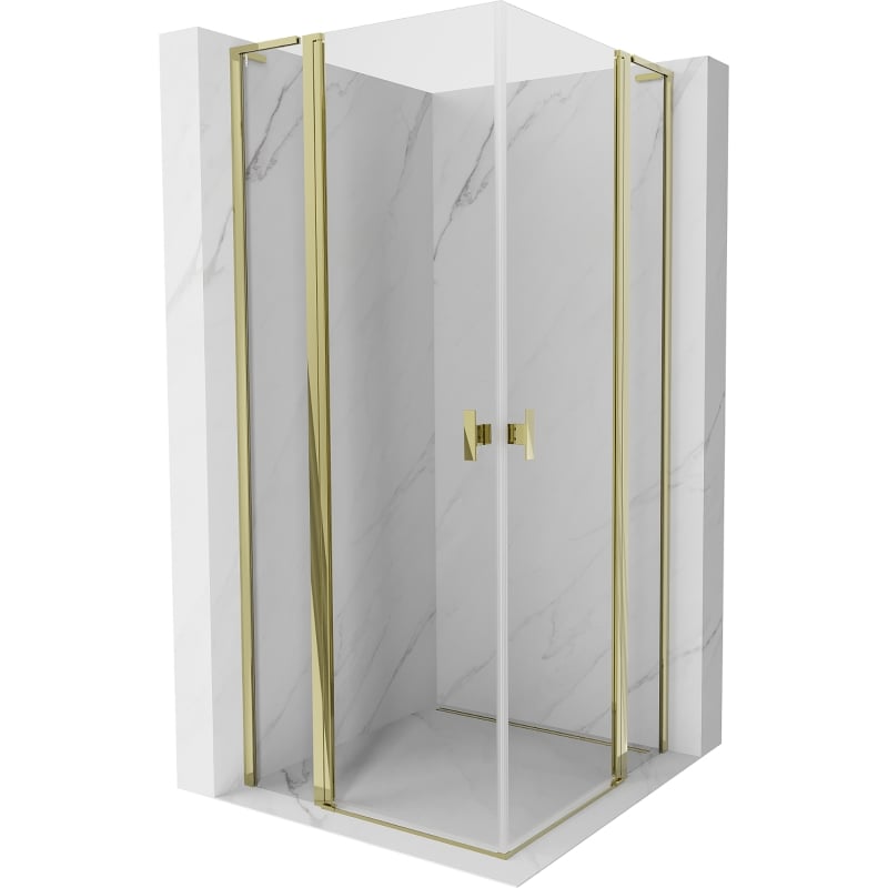 Mexen Mist L Duo Duschkabine schwenkbar 90 x 90 cm, transparent, gold - 8A4L-090-090-50-00