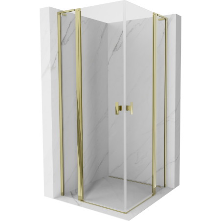 Mexen Mist L Duo Duschkabine Pendeltür 95 x 95 cm, transparent, gold - 8A4L-095-095-50-00