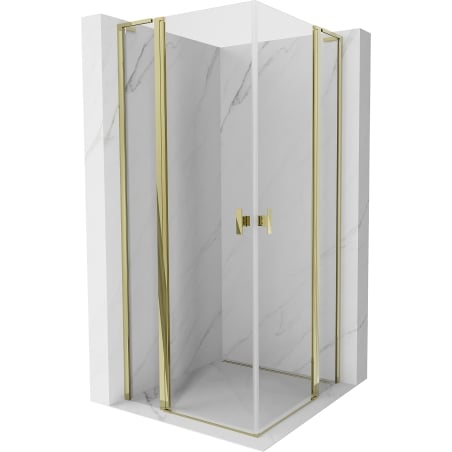 Mexen Mist L Duo Duschkabine schwenkbar 105 x 105 cm, transparent, gold - 8A4L-105-105-50-00