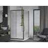 Mexen Apia Schiebeduschkabine 100 x 100 cm, transparent, gold + Flat-Duschwanne, weiß - 840-100-100-50-00-4010G