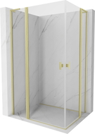 Mexen Mist L Duo Duschkabine schwenkbar 100 x 90 cm, transparent, gebürstetes Gold - 8A4L-100-090-55-00