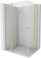 Mexen Mist L Duo Duschkabine schwenkbar 100 x 95 cm, transparent, gebürstetes Gold - 8A4L-100-095-55-00