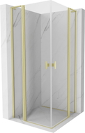 Mexen Mist L Duo Duschkabine schwenkbar 100 x 100 cm, transparent, gebürstetes Gold - 8A4L-100-100-55-00
