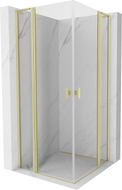 Mexen Mist L Duo Duschkabine schwenkbar 105 x 105 cm, transparent, gebürstetes Gold - 8A4L-105-105-55-00