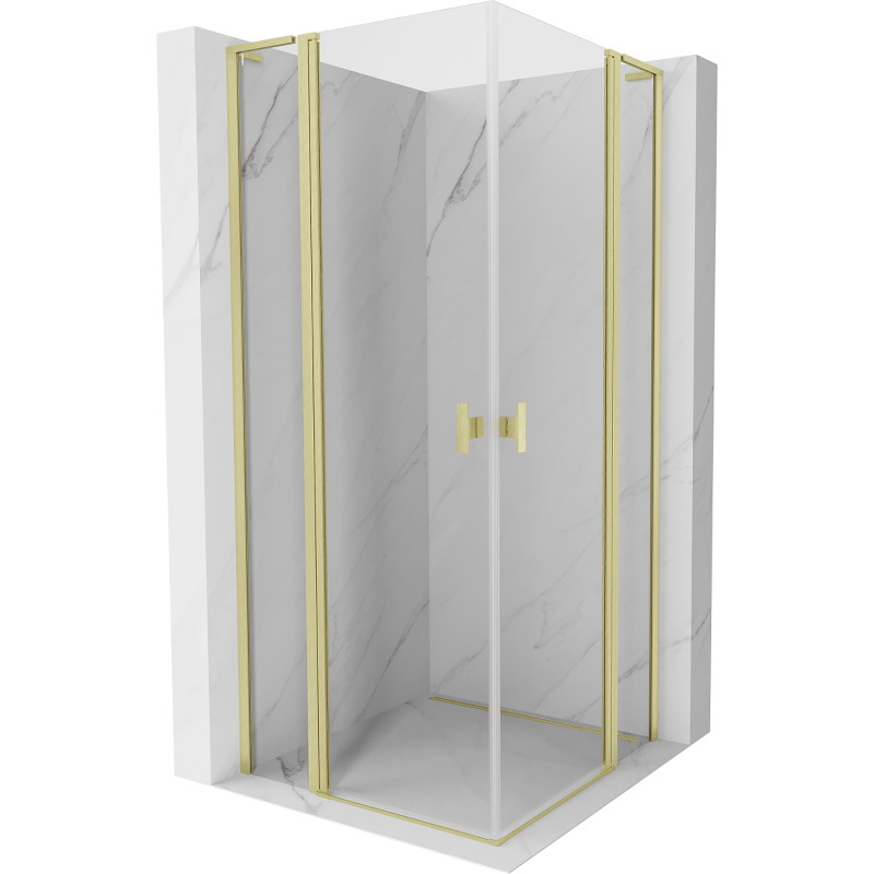 Mexen Mist L Duo Duschkabine schwenkbar 120 x 120 cm, transparent, gebürstetes Gold - 8A4L-120-120-55-00