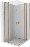 Mexen Mist L Duo Duschkabine Drehbar 90 x 90 cm, transparent, gebürstetes Kupfer - 8A4L-090-090-65-00