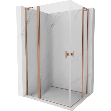 Mexen Mist L Duo Duschkabine, Schwenkbar 120 x 90 cm, Transparent, Gebürstetes Kupfer - 8A4L-120-090-65-00