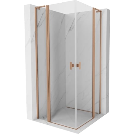 Mexen Mist L Duo Duschkabine mit Schwingtür 110 x 110 cm, transparent, gebürstetes Kupfer - 8A4L-110-110-65-00