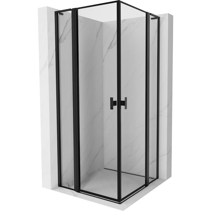 Mexen Mist L Duo Duschkabine schwenkbar 95 x 95 cm, schwarzer Rahmen, schwarz - 8A4L-095L-095P-70-70