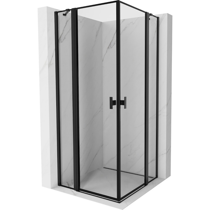 Mexen Mist Duo Duschkabine schwenkbar 115 x 115 cm, schwarzer Rahmen, schwarz - 8A4-115L-115P-70-70