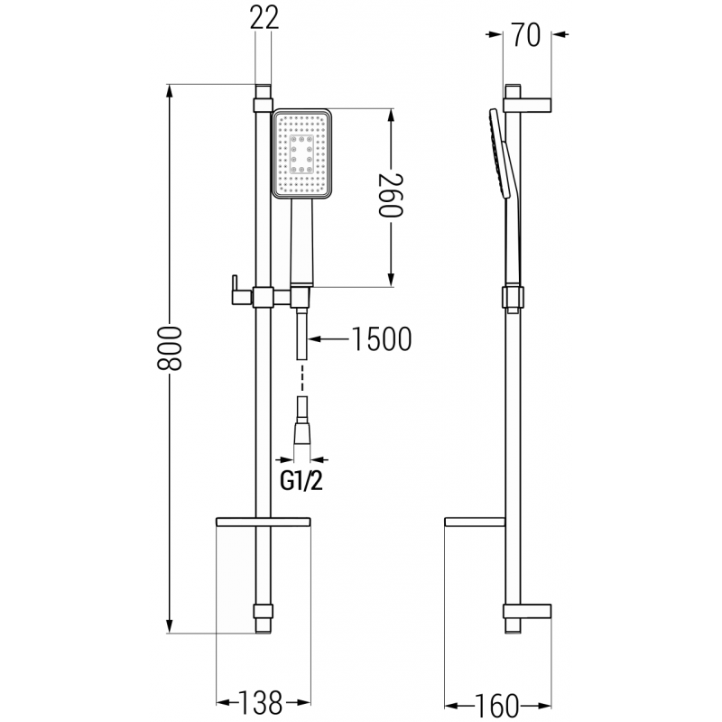 Mexen DQ54 schwarzes verschiebbares Duschset - 785544581-71