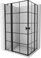 Mexen Mist Duo Pendeltür-Duschkabine 110 x 75 cm, schwarzes Gitter, schwarz - 8A4-110L-075P-70-77