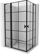 Mexen Mist L Duo Duschkabine schwenkbar 115 x 105 cm, schwarzes Gitter, schwarz - 8A4L-115L-105P-70-77