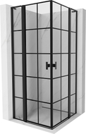 Mexen Mist L Duo Duschkabine schwenkbar 115 x 115 cm, schwarzes Gitter, schwarz - 8A4L-115L-115P-70-77