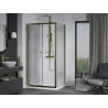 Mexen Apia Duschkabine, Schiebetür 130 x 80 cm, transparent, gold + Duschwanne Flat, weiß- 840-130-080-50-00-4010G