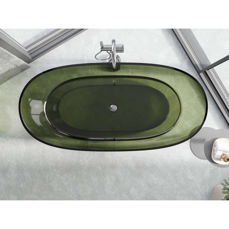 Mexen Pure Olive freistehende Badewanne transparent 170 x 80 cm, Chromverschluss - 58071708001