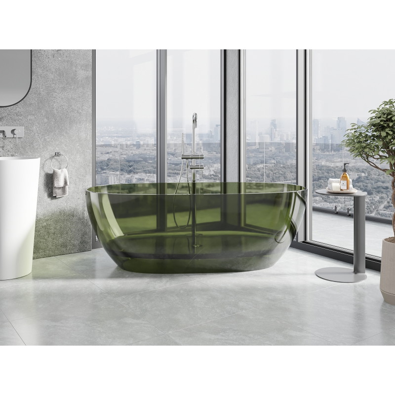 Mexen Pure Olive freistehende Badewanne transparent 170 x 80 cm, Chromverschluss - 58071708001