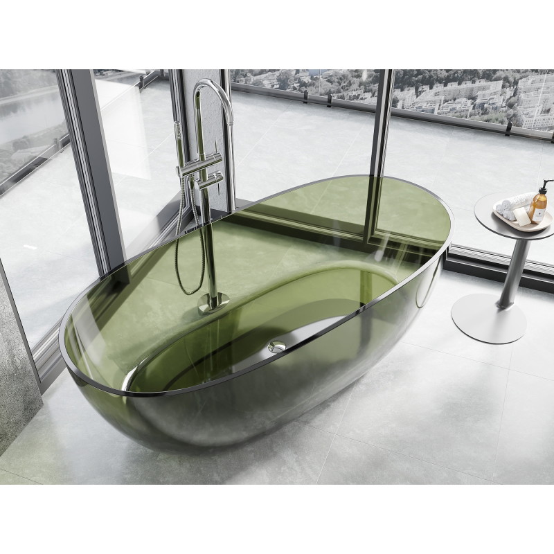 Mexen Pure Olive freistehende Badewanne transparent 170 x 80 cm, Chromverschluss - 58071708001