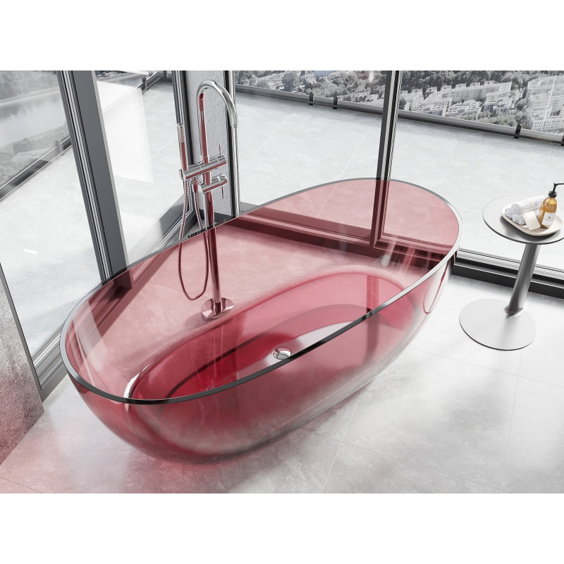 Mexen Pure Eozyna freistehende transparente Badewanne 170 x 80 cm, Stöpsel Chrom - 58071708003