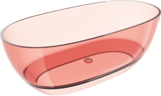 Mexen Pure Coral freistehende transparente Badewanne 170 x 80 cm, Chrom Stöpsel - 58071708004