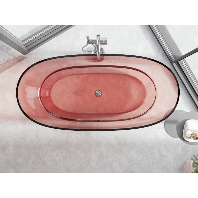 Mexen Pure Coral freistehende transparente Badewanne 170 x 80 cm, Chrom Stöpsel - 58071708004