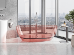 Mexen Pure Coral freistehende transparente Badewanne 170 x 80 cm, Chrom Stöpsel - 58071708004