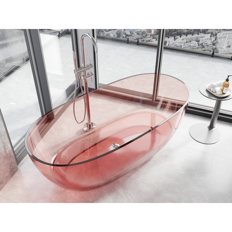 Mexen Pure Coral freistehende transparente Badewanne 170 x 80 cm, Chrom Stöpsel - 58071708004