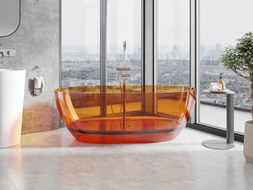 Mexen Pure freistehende transparente Badewanne 170 x 80 cm, Rost, Chromverschluss - 58071708006