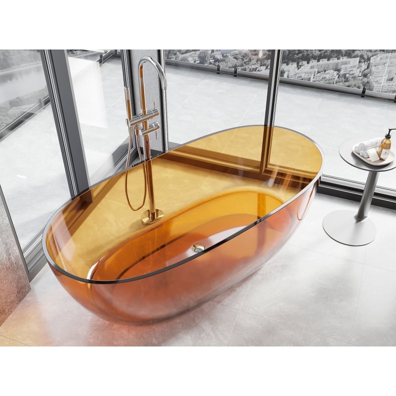 Mexen Pure Rostfreistehende Transparente Wanne 170 x 80 cm, Chrom Stöpsel - 58071708006