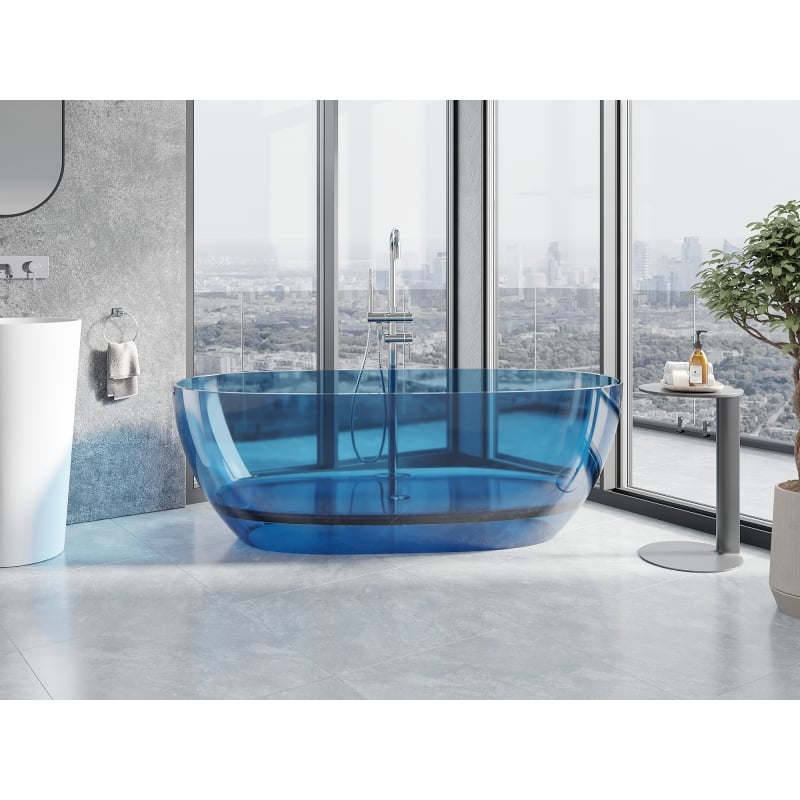 Mexen Pure Denim freistehende transparente Wanne 170 x 80 cm, Chromverschluss - 58071708007