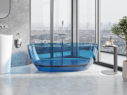 Mexen Pure Denim freistehende transparente Wanne 170 x 80 cm, Chromverschluss - 58071708007