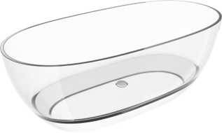 Mexen Pure klare freistehende transparente Badewanne 170 x 80 cm, Chromstopfen - 58071708008