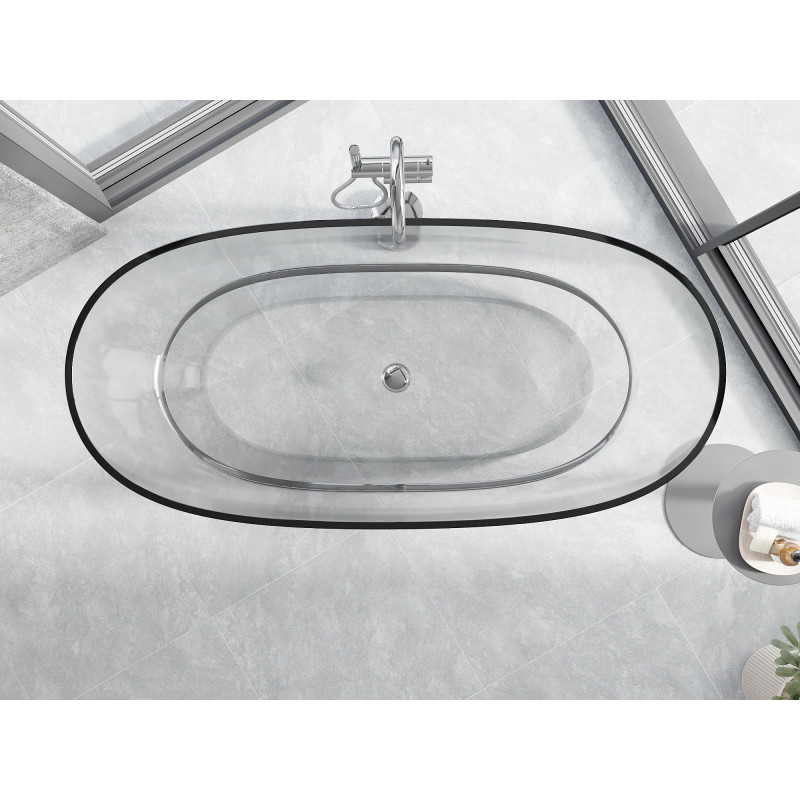 Mexen Pure klare freistehende transparente Badewanne 170 x 80 cm, Chromstopfen - 58071708008