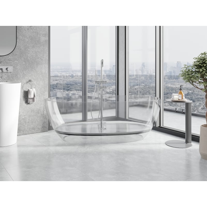 Mexen Pure klare freistehende transparente Badewanne 170 x 80 cm, Chromstopfen - 58071708008
