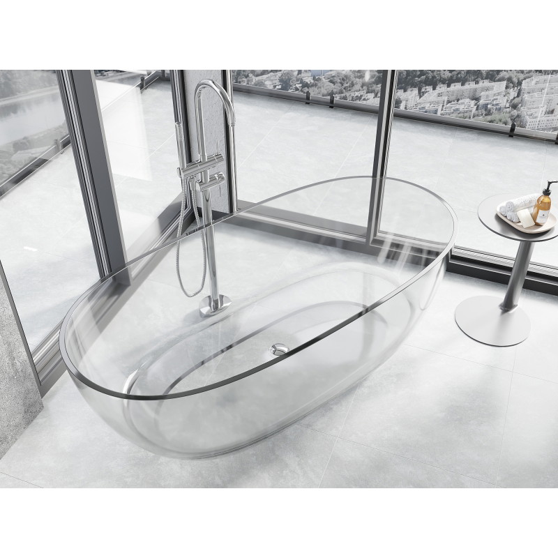 Mexen Pure klare freistehende transparente Badewanne 170 x 80 cm, Chromstopfen - 58071708008