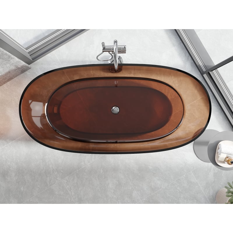 Mexen Pure cherry freistehende transparente Badewanne 170 x 80 cm, Chrom-Ablauf - 58071708009